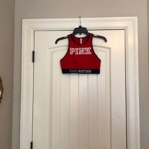 Pink high neck crop bra